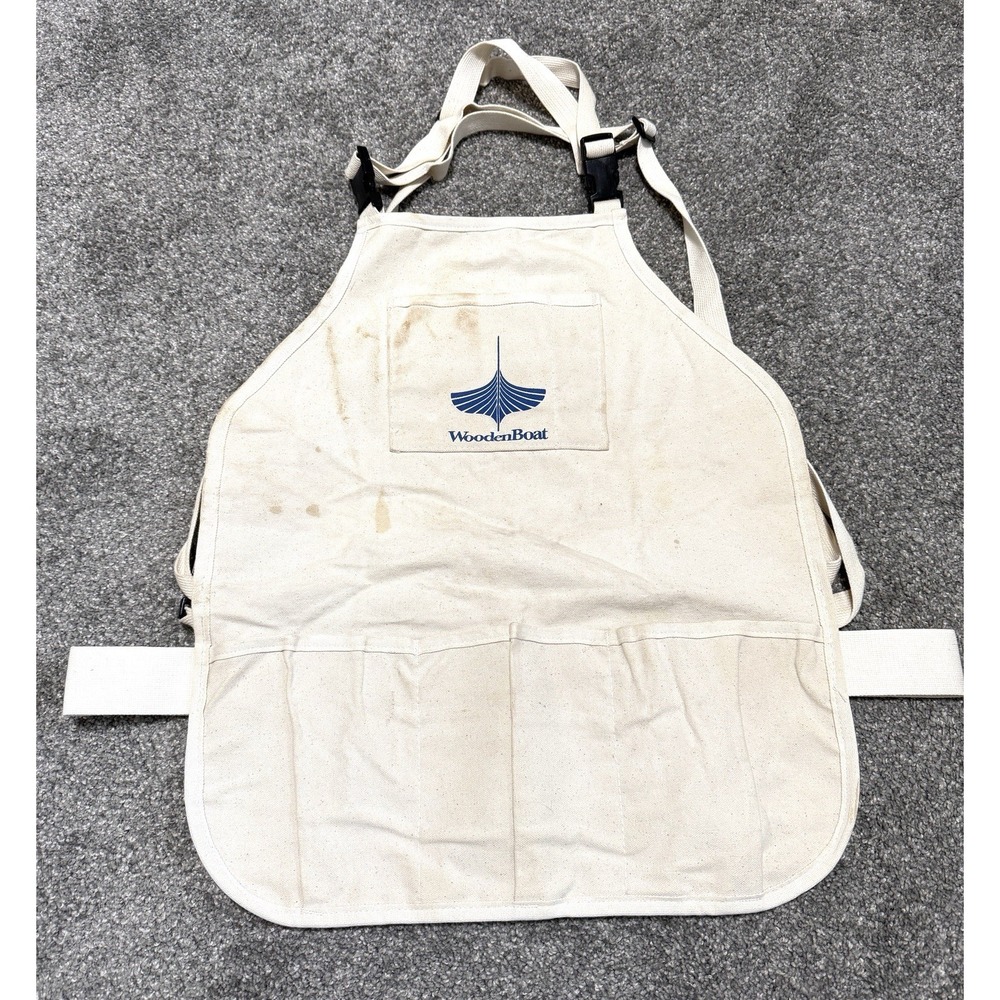 WoodenBoat Builders Apron Heavy Canvas Adjustable Straps Painter Carpenter Used